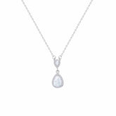 Asfour Crystal Chain Necklace With Pears Pendant In 925 Sterling Silver-NM0033